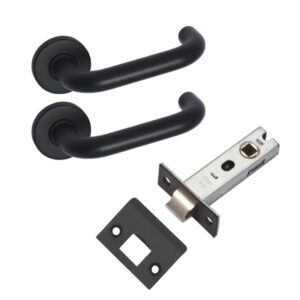 Round Bar Lever Handles and Tubular Latch Pack - Black Finish
