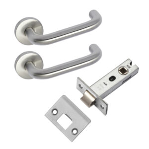 Round Bar Lever Handles and Tubular Mortice Latch - Satin Stainless Steel