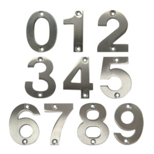 50mm Designer Numeral – Face Fix – Satin Stainless Steel