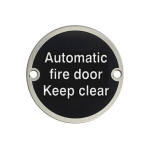 Circular Fire Door Signs – Drilled & Countersunk – Black