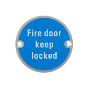 Circular Fire Door Signs – Drilled & Countersunk – Polished Stainless Steel