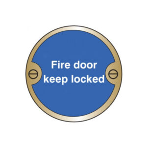 Circular Fire Door Signs – Drilled & Countersunk – Polished Brass