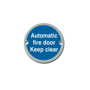 Circular Fire Door Signs – Drilled & Countersunk – Satin Stainless Steel
