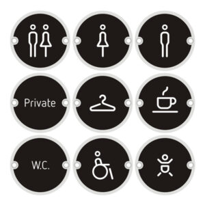 Pictogram Circular Signs – Drilled & Countersunk – Black Finish