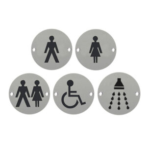 Pictogram Circular Signs – Drilled & Countersunk – Satin Anodised Aluminium