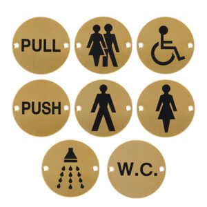 Pictogram Circular Signs - Drilled & Countersunk – Satin Brass
