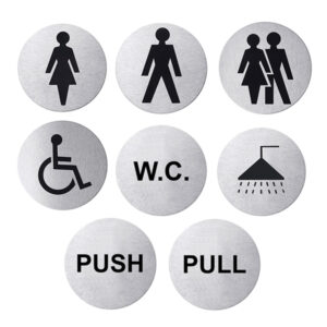 Pictogram Circular Signs – Self Adhesive – Satin Stainless Steel