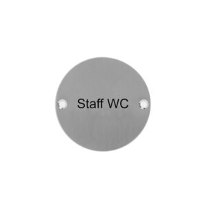 Circular Door Signs - Black Text – Drilled & Countersunk – Satin Stainless Steel