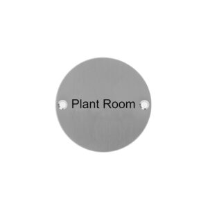 Circular Door Signs - Black Text – Drilled & Countersunk – Satin Stainless Steel