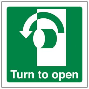 Turn To Open Sign - Rigid Plastic - Self Adhesive