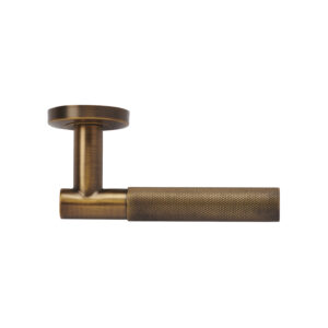 T Bar Knurled Grip Lever Handle Set – Antique Brass