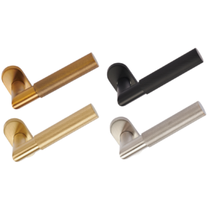 Mitred Knurled Lever Handle Set - Oval Rose